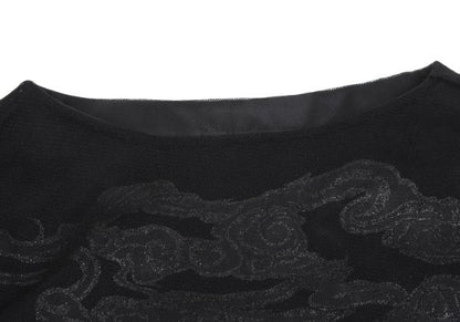 VIVIENNETAM Glitter Dragon Print Top Black