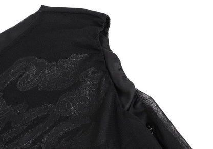 VIVIENNETAM Glitter Dragon Print Top Black