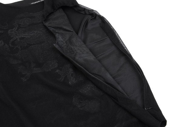 VIVIENNETAM Glitter Dragon Print Top Black