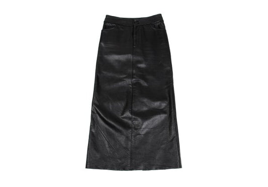 Yohji Yamamoto FEMME Cow Leather Back Skirt Black Size 1