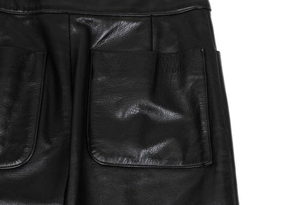 Yohji Yamamoto FEMME Cow Leather Back Skirt Black Size 1