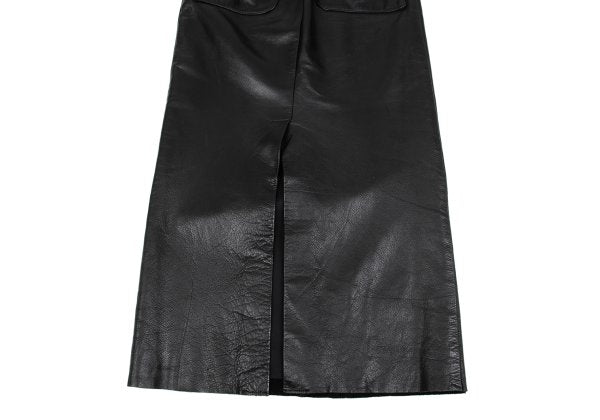 Yohji Yamamoto FEMME Cow Leather Back Skirt Black Size 1