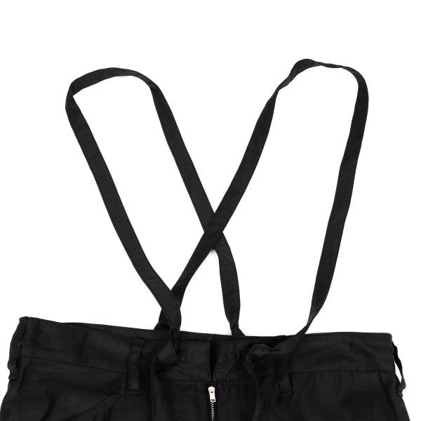 Y's Cupro Panel Shoulder Strap Midi Skirt Black Size 2