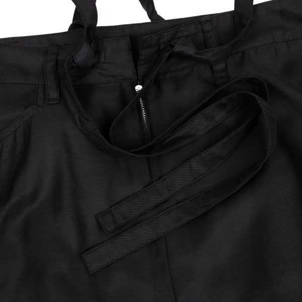 Y's Cupro Panel Shoulder Strap Midi Skirt Black Size 2