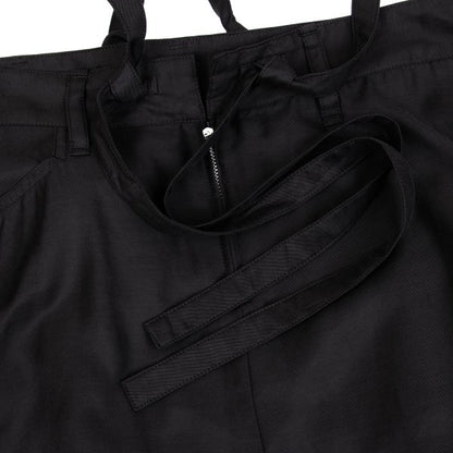 Y's Cupro Panel Shoulder Strap Midi Skirt Black Size 2