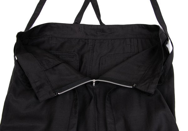 Y's Cupro Panel Shoulder Strap Midi Skirt Black Size 2