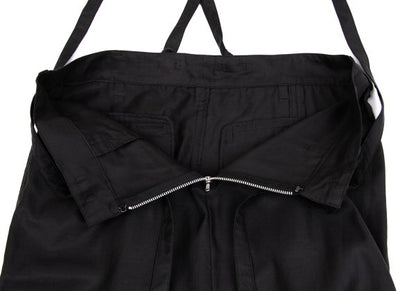 Y's Cupro Panel Shoulder Strap Midi Skirt Black Size 2