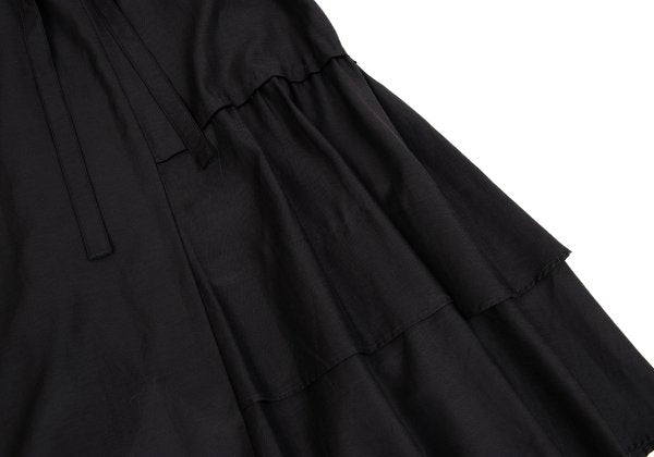 Y's Cupro Panel Shoulder Strap Midi Skirt Black Size 2