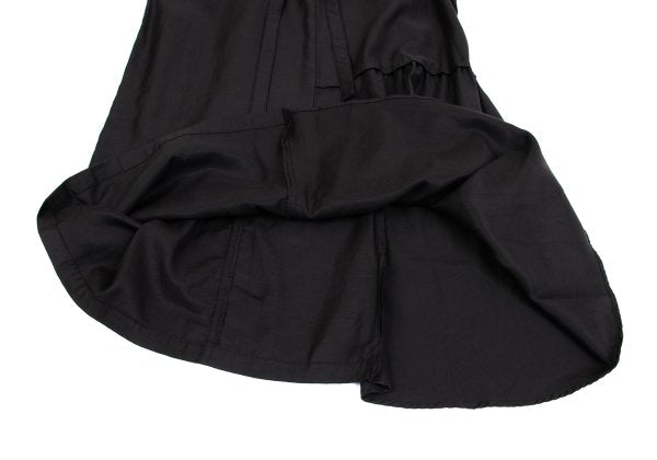 Y's Cupro Panel Shoulder Strap Midi Skirt Black Size 2