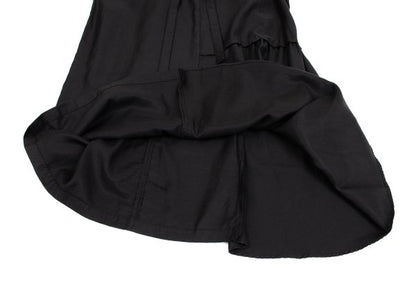 Y's Cupro Panel Shoulder Strap Midi Skirt Black Size 2