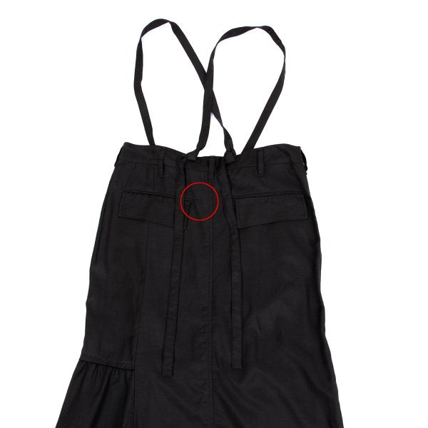 Y's Cupro Panel Shoulder Strap Midi Skirt Black Size 2