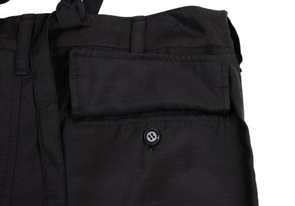 Y's Cupro Panel Shoulder Strap Midi Skirt Black Size 2
