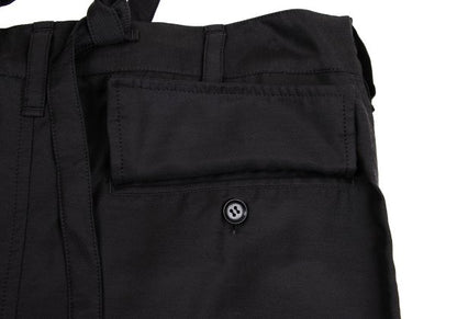 Y's Cupro Panel Shoulder Strap Midi Skirt Black Size 2