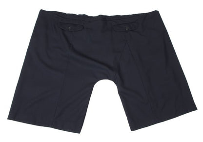 GANRYU Wool Gathered Waist Wide Cropped Pants Navy Size M