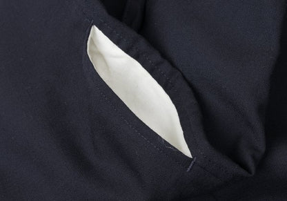 GANRYU Wool Gathered Waist Wide Cropped Pants Navy Size M
