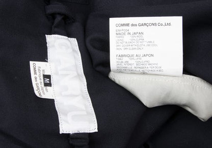 GANRYU Wool Gathered Waist Wide Cropped Pants Navy Size M