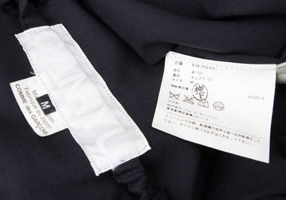 GANRYU Wool Gathered Waist Wide Cropped Pants Navy Size M