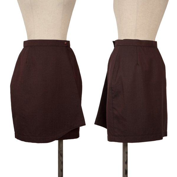 Thierry Mugler Wool Silk Half Wrap Skirt Bordeaux Size 63-90
