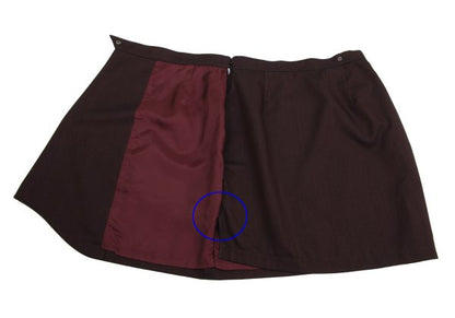 Thierry Mugler Wool Silk Half Wrap Skirt Bordeaux Size 63-90