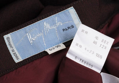 Thierry Mugler Wool Silk Half Wrap Skirt Bordeaux Size 63-90