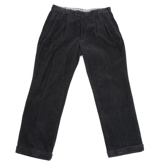 Papas Cotton Check-Lined Corduroy Pants Gray Size L
