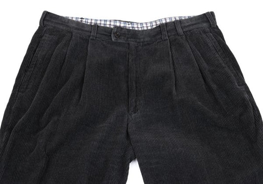 Papas Cotton Check-Lined Corduroy Pants Gray Size L