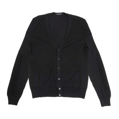 Neil Barrett Wool Rib Knit Panel Cardigan Black Size L