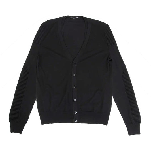 Neil Barrett Wool Rib Knit Panel Cardigan Black Size L