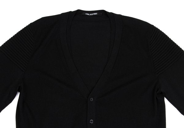 Neil Barrett Wool Rib Knit Panel Cardigan Black Size L