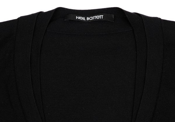 Neil Barrett Wool Rib Knit Panel Cardigan Black Size L