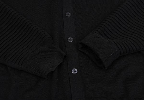 Neil Barrett Wool Rib Knit Panel Cardigan Black Size L