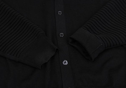 Neil Barrett Wool Rib Knit Panel Cardigan Black Size L