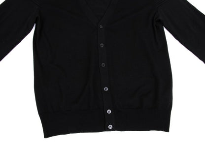 Neil Barrett Wool Rib Knit Panel Cardigan Black Size L