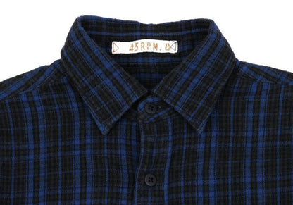 45rpm& Cotton Check Long Sleeve Shirt Blue Size 2