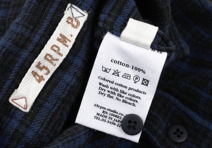 45rpm& Cotton Check Long Sleeve Shirt Blue Size 2