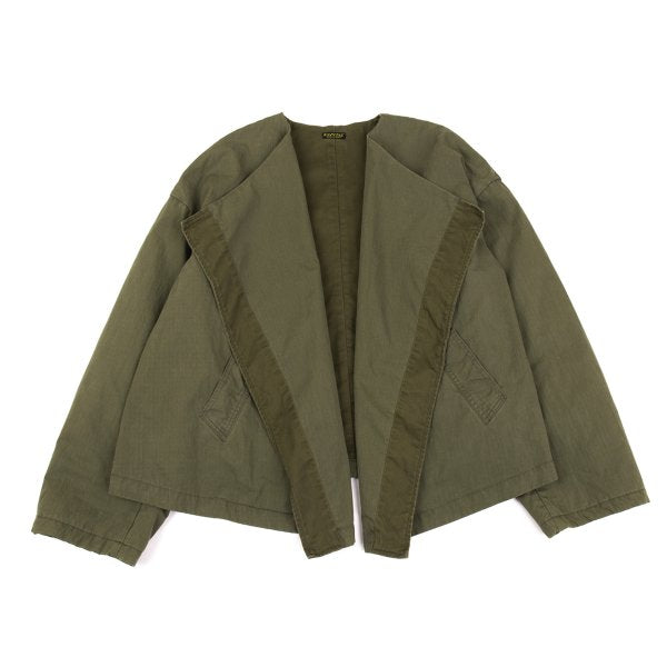 KAPITAL Cotton Nylon Ripstop Collarless Jacket Khaki Size 1