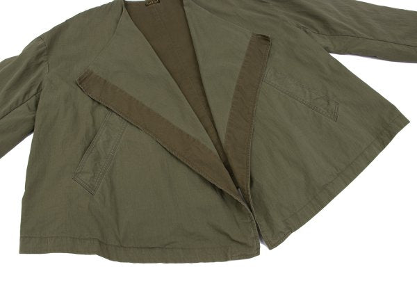 KAPITAL Cotton Nylon Ripstop Collarless Jacket Khaki Size 1