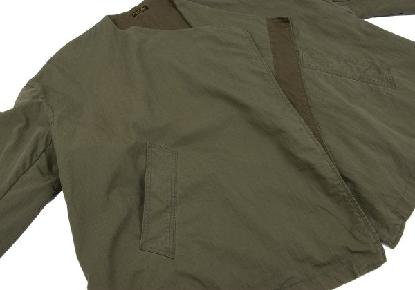 KAPITAL Cotton Nylon Ripstop Collarless Jacket Khaki Size 1