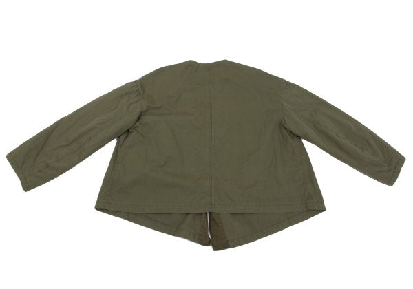 KAPITAL Cotton Nylon Ripstop Collarless Jacket Khaki Size 1
