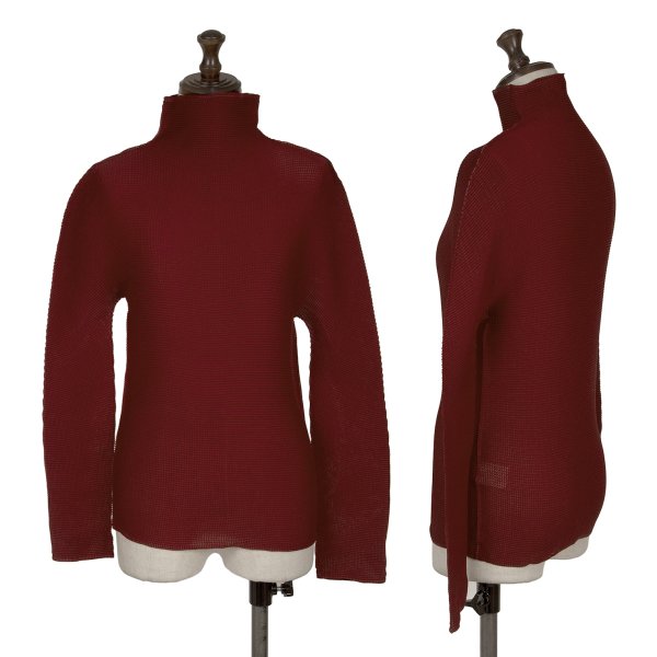 ISSEY MIYAKE me Stretch Pleats High-Neck Top Bordeaux Size F