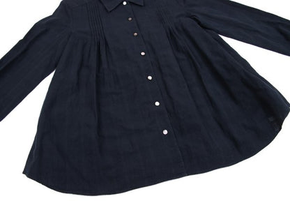 Mademoiselle NON NON Cotton Shadow Blouse Navy Size 38M