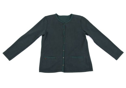 Mademoiselle NON NON Cotton Piping Cardigan Green Size 38M