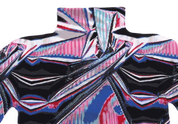 ISSEY MIYAKE me Pink Stretch Pleat Graphic Long Sleeve Shirt Size F