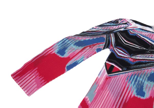 ISSEY MIYAKE me Pink Stretch Pleat Graphic Long Sleeve Shirt Size F