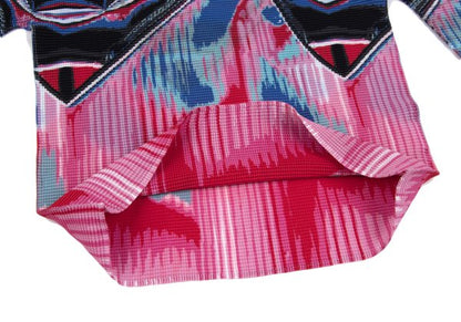 ISSEY MIYAKE me Pink Stretch Pleat Graphic Long Sleeve Shirt Size F