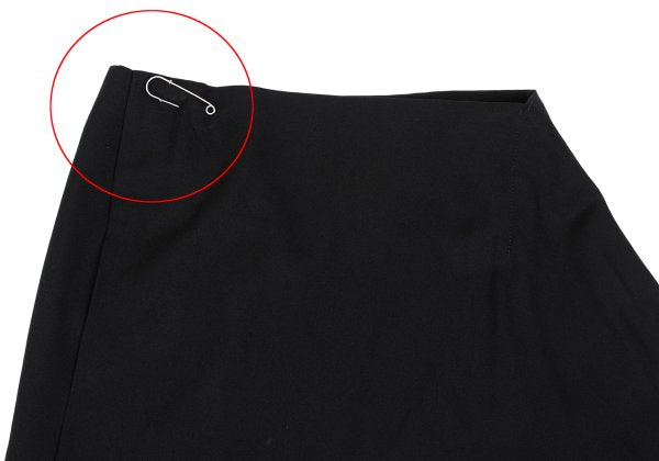 Y's Wool Gabardine Asymmetric Wrap Skirt Black Size 3