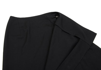 Y's Wool Gabardine Asymmetric Wrap Skirt Black Size 3