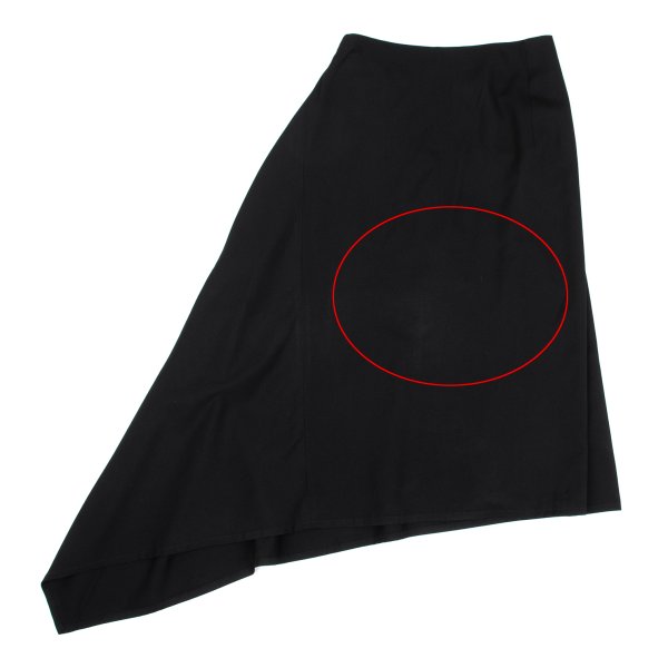 Y's Wool Gabardine Asymmetric Wrap Skirt Black Size 3