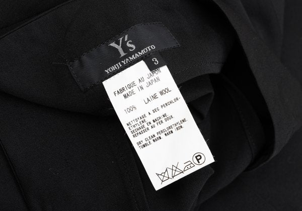 Y's Wool Gabardine Asymmetric Wrap Skirt Black Size 3