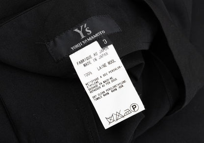 Y's Wool Gabardine Asymmetric Wrap Skirt Black Size 3